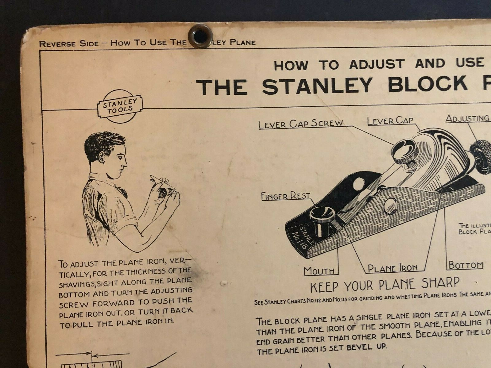 Vintage 1928 Stanley Tools Double Sided Pressboard Instructional Chart (13 / 14)