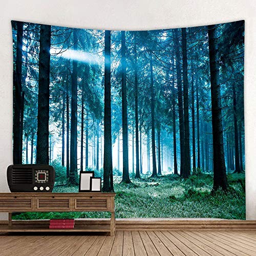 Llamazing Forest Tapestry - Home Decor Landscape 60"L x 51"W Forest White Light