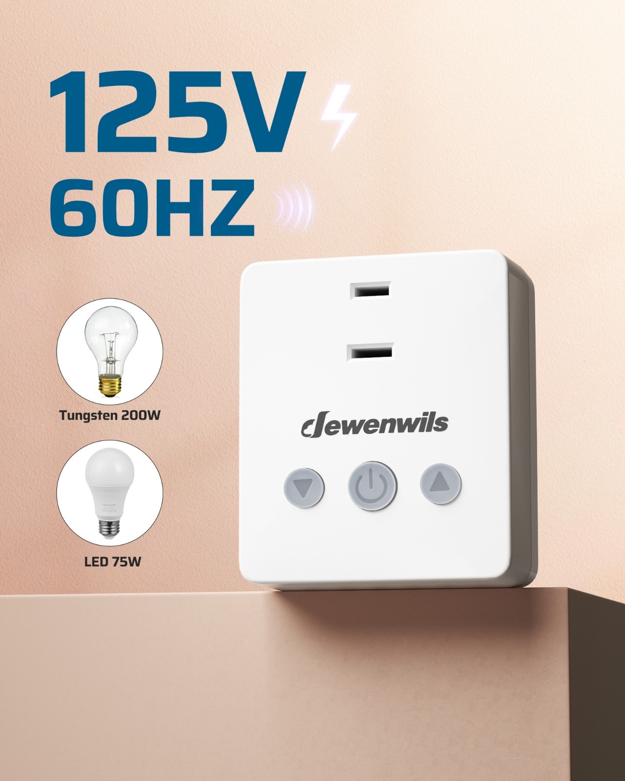 DEWENWILS Wireless Dimmer Plug Remote Control 100FT Range for Dimmable LED Lamps