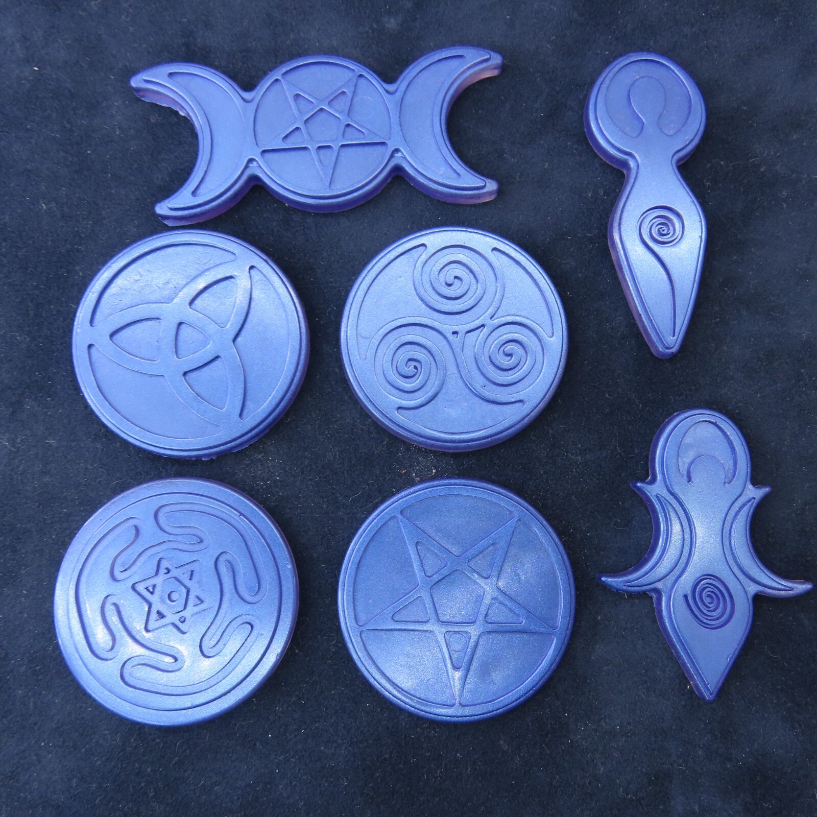 ALTAR TILE SET of 7 Purple Goddess Triple Moon Pentacle Celtic Wiccan Supplies