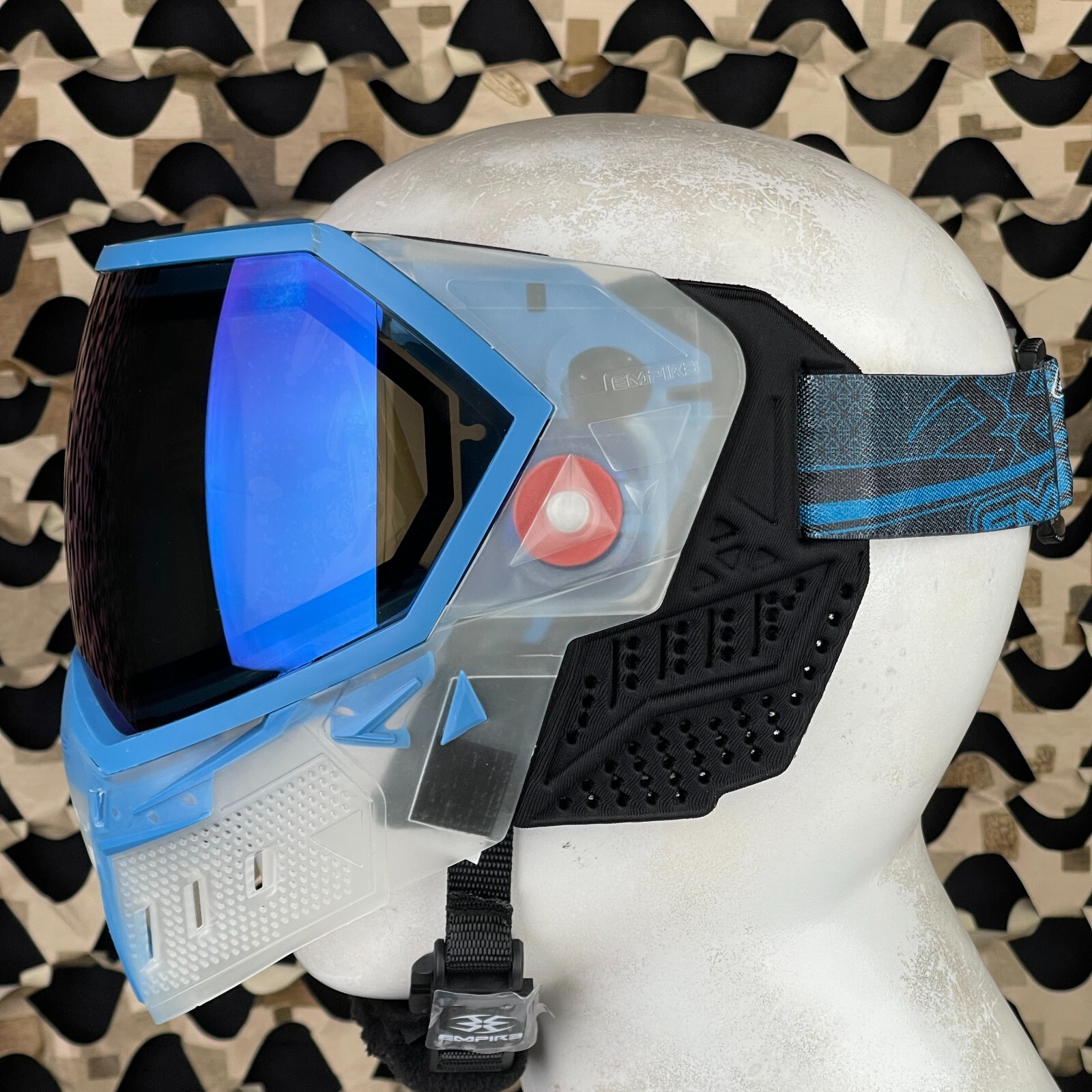 NEW Empire EVS Paintball Mask w/ 1 Lens - Crystal Clear/Blue - Blue Mirror