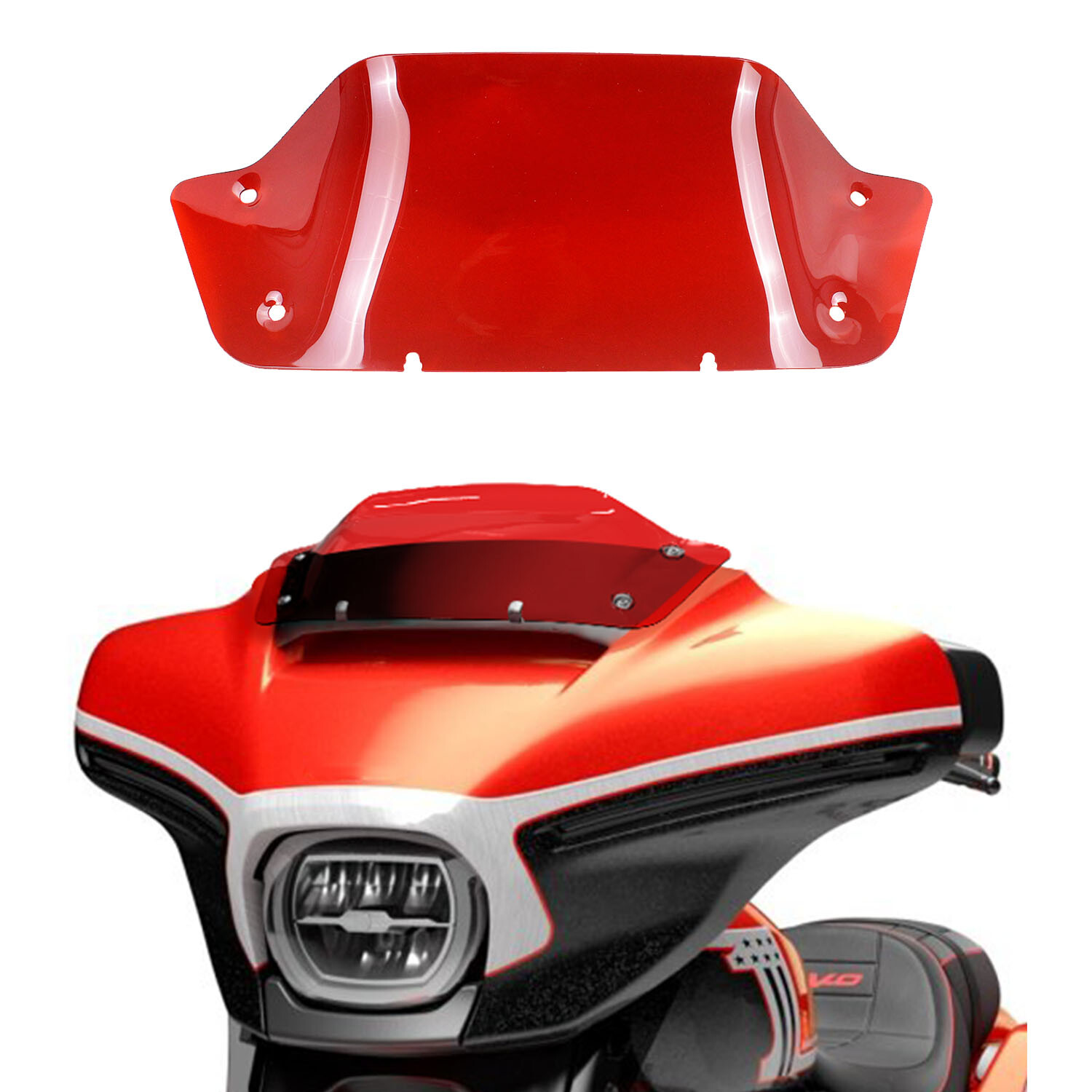 8.0" Red Windshield Windscreen for Harley 23-24 Touring Street Glide FLHX FLHXSE