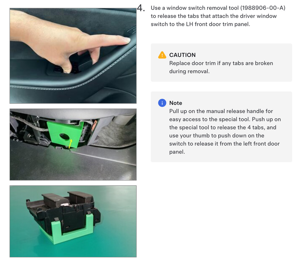 Tesla Model 3/Y Window Switch Replacement Kit: Matte Black Switch + Removal Tool