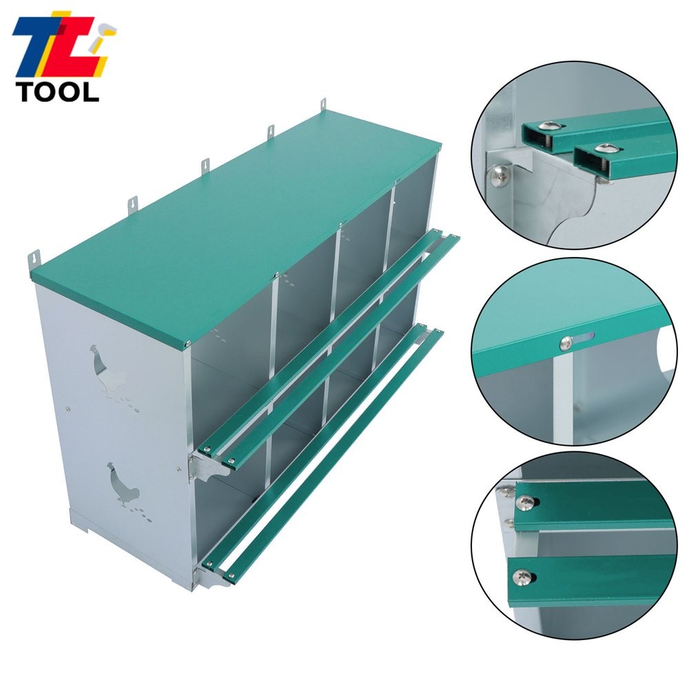 8 Hole Green Chicken Laying Box Chicken Ducks Eggs Nesting Boxes Stainless Steel