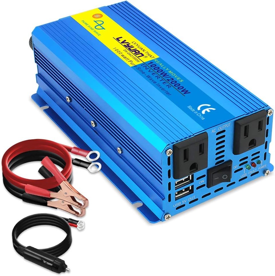 LVYUAN DX-GAC1000W 1000 Watts 2000 Watts Pure Sine Wave Power Inverter DC 12V to