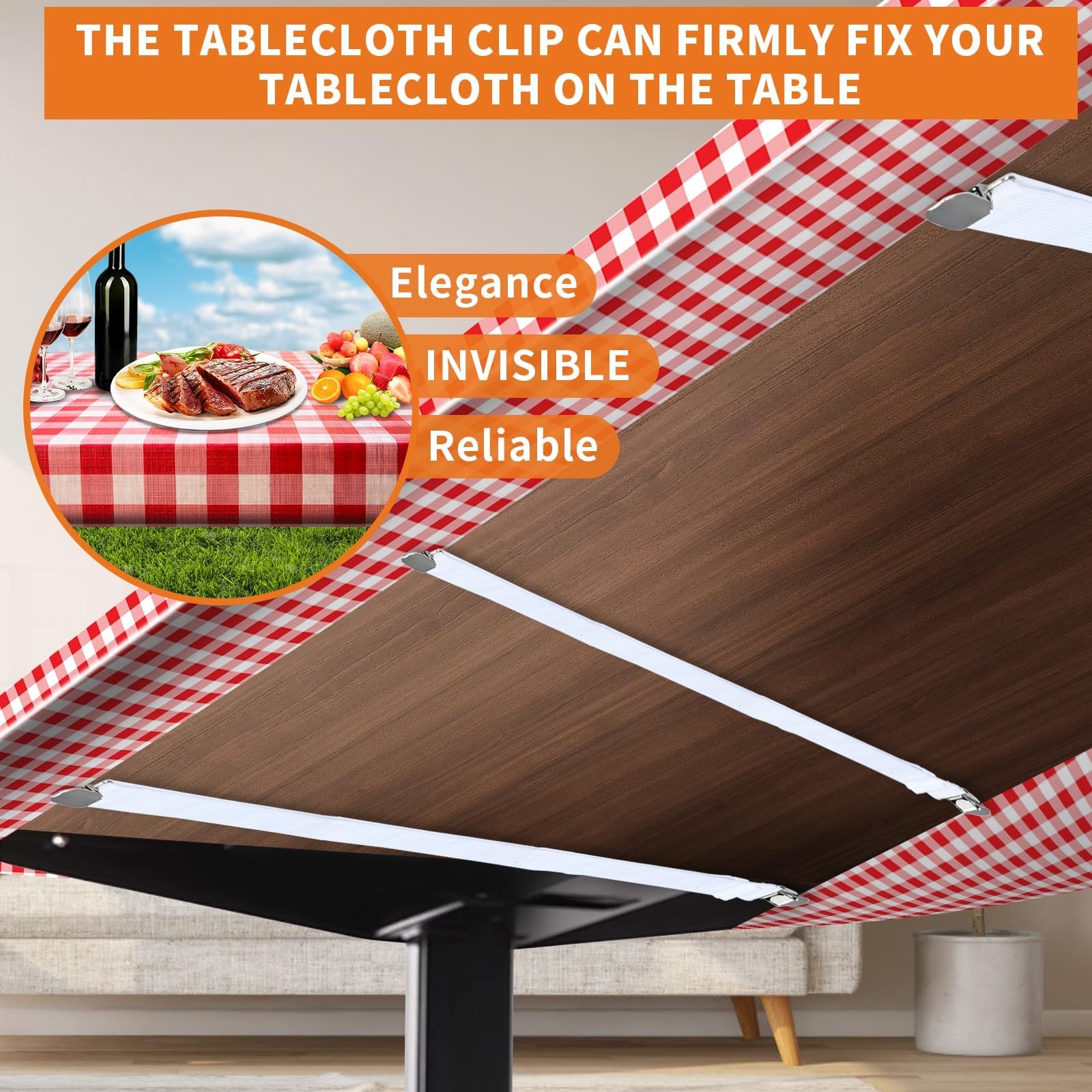 Table Cloth Holder Clips Hidden Straps 5 Pack,Adjustable Elasticity Picnic Ta...
