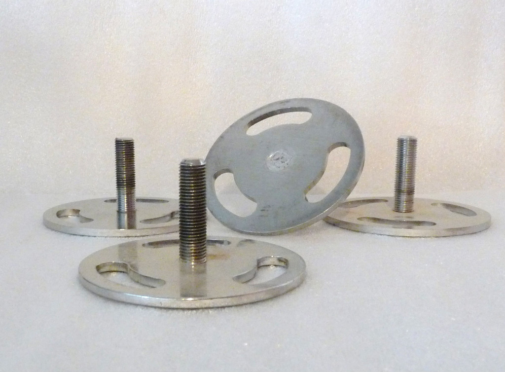 4 STAINLESS STEEL 3" DIAMETER BASE FEET WITH 0.365" OUTSIDE DIAMETER THREADS