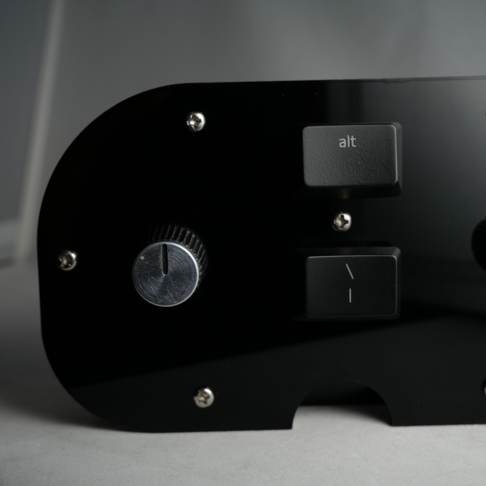 Black Acrylic Midi Controller with 2 Note Buttons and 2 Potentiometer Knobs