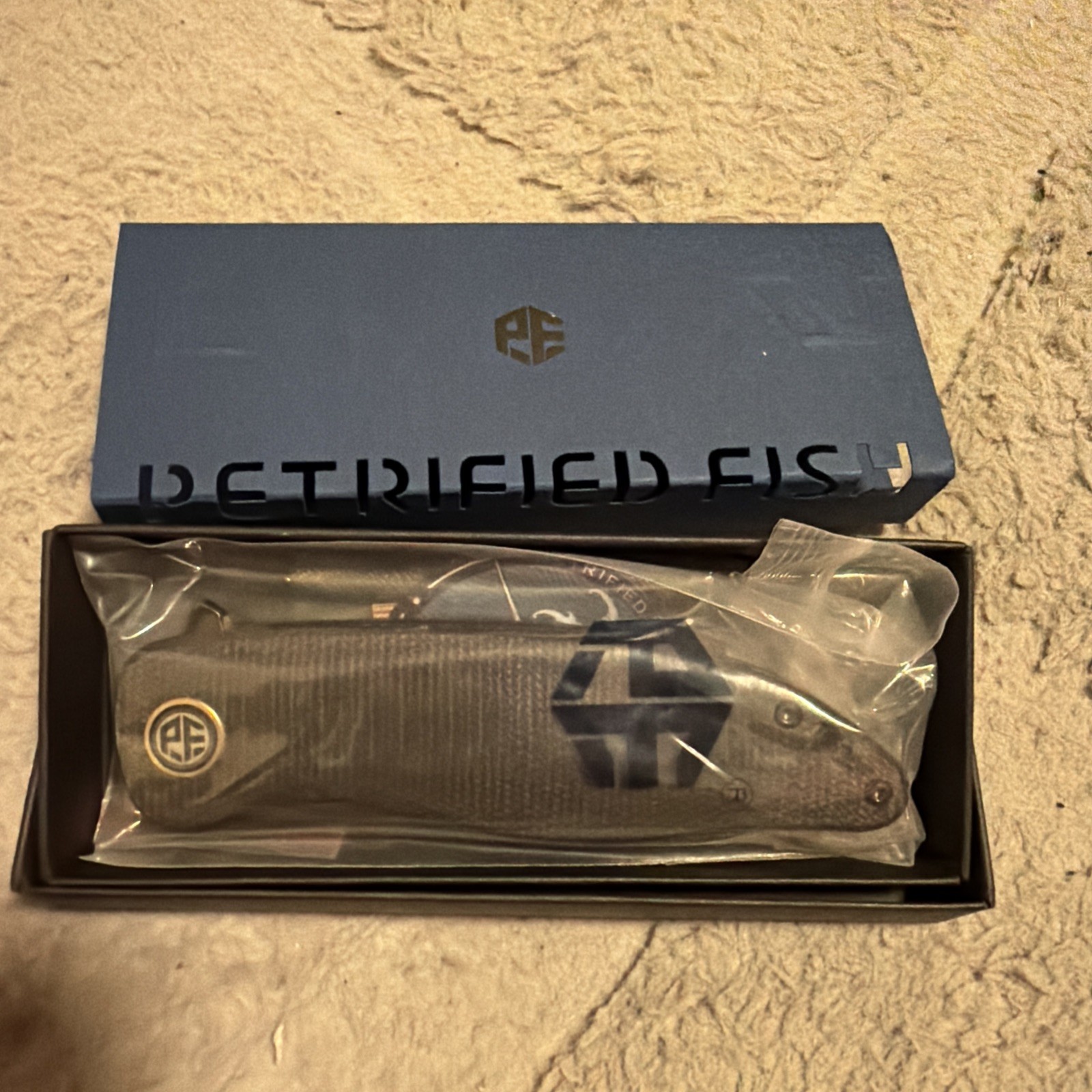 Petrified Fish Simum Folding Knife K110 Blade Black Micarta Handle - PFP06DMDW