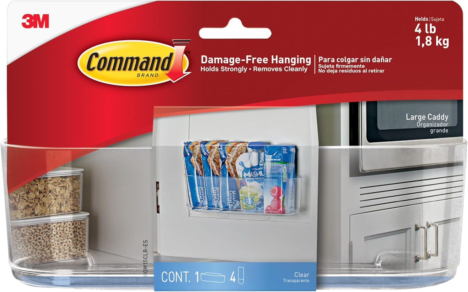 Command Large Caddy, Holds up to 4 Lb, 8.6" X 3.1" X 3", 1 Caddy with 4 Strips,