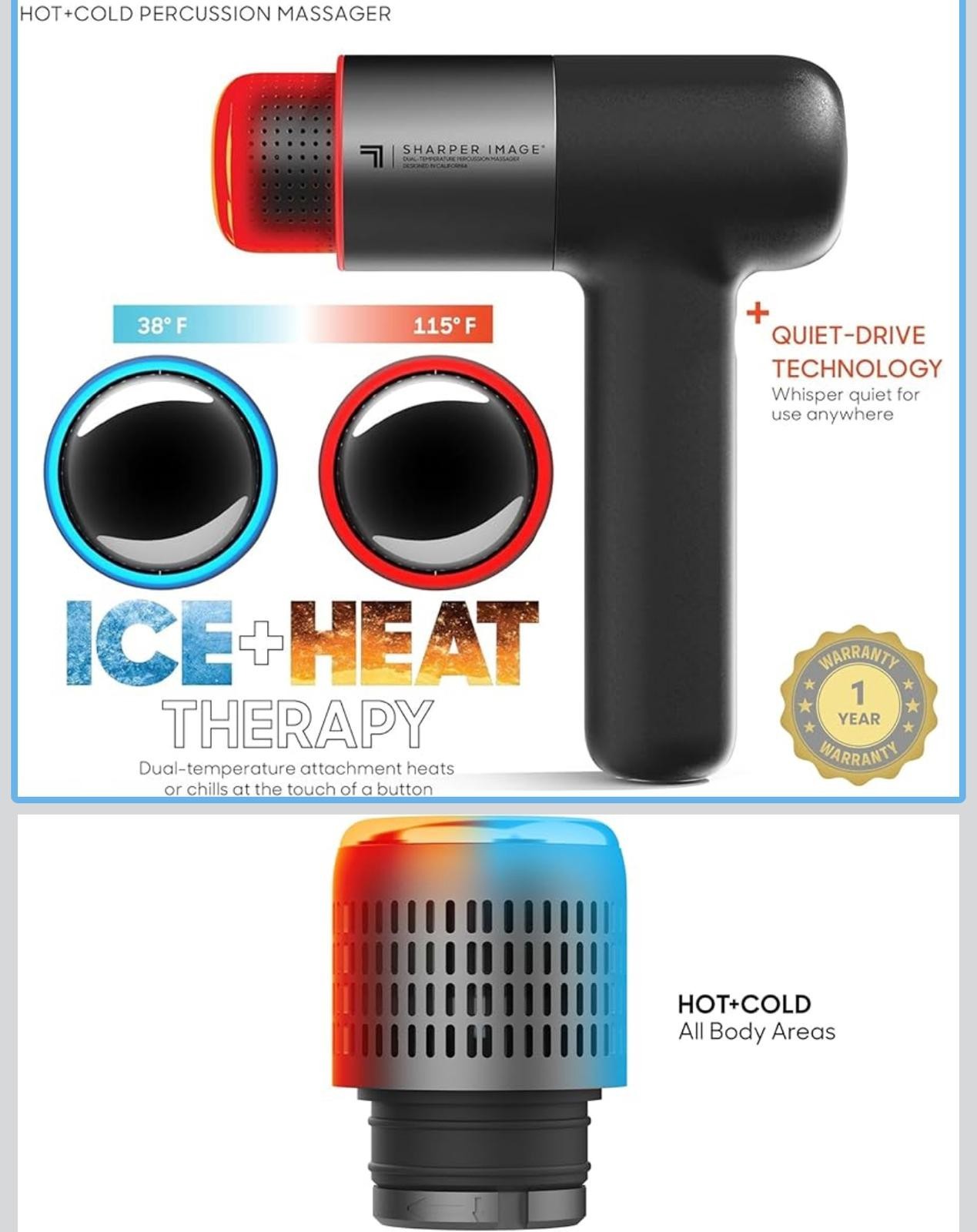 Sharper Image Pistola de masaje de tejido profundo con percusión, masajeador
