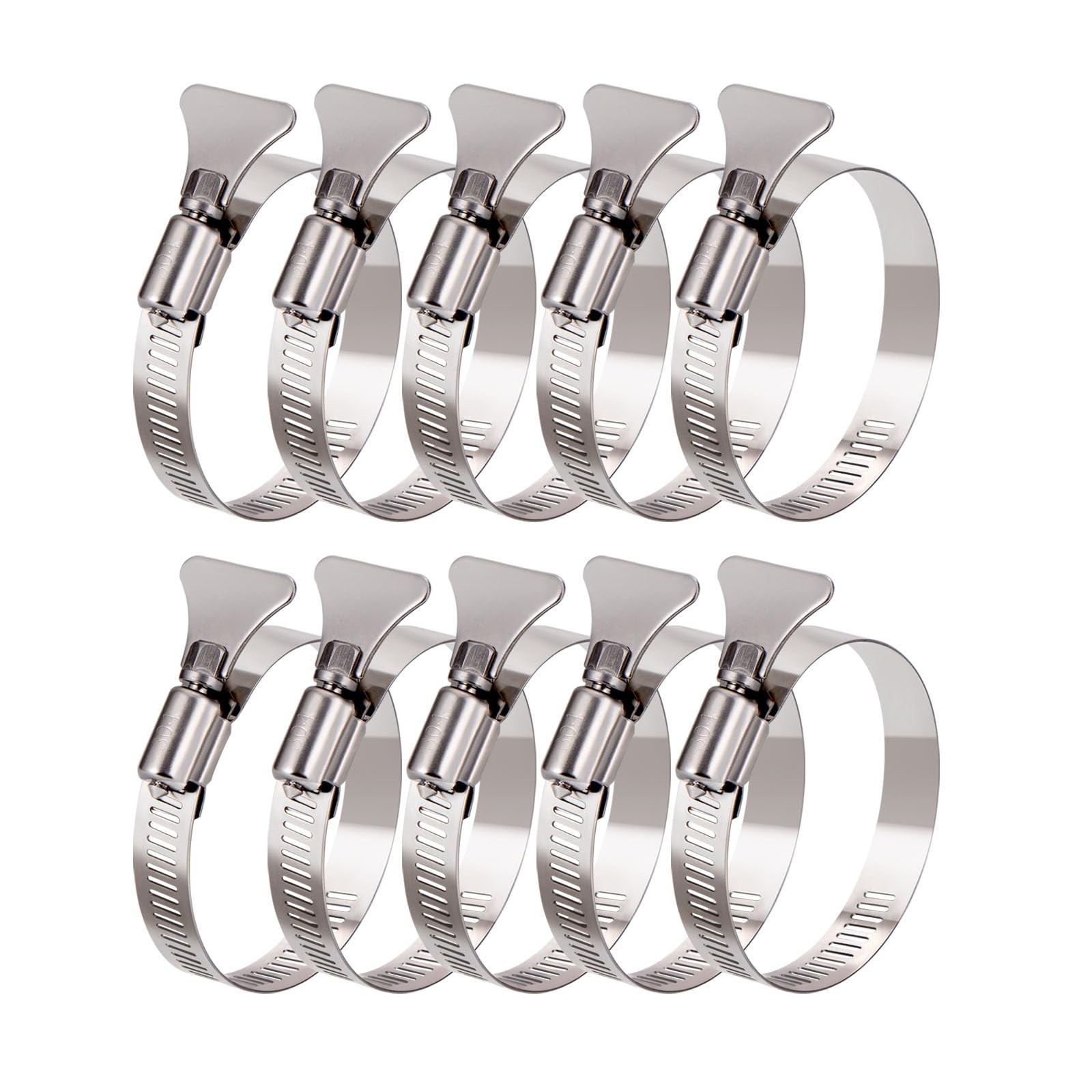 2 inch Hose Clamp, 10 Pack Adjustable 1 1/2"-2 1/2" Diameter Hose Clamps With...