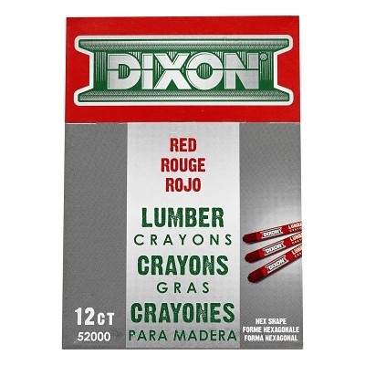 Lumber Crayon, 1/2 in dia X 4-1/2 in L, Red  Ticonderoga 52000 72067520005 Red