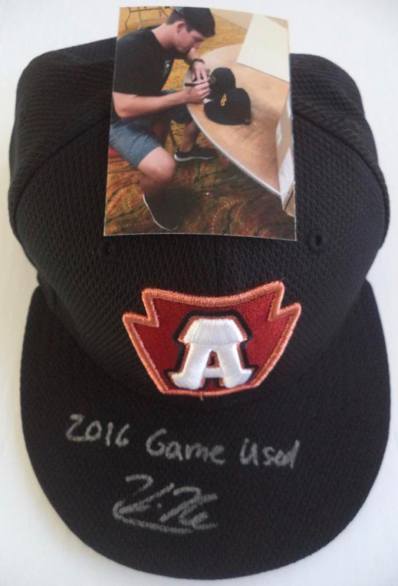 KEVIN NEWMAN SIGNED 2016 GAME USED ALTOONA CURVE CAP W/PHOTO PROOF PIRATES E
