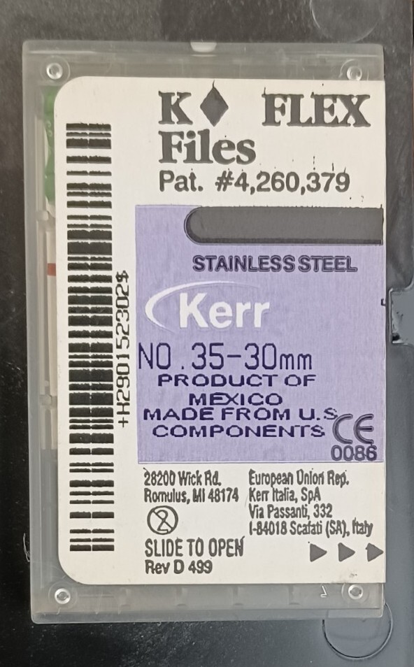 Kerr Dental Size 35 30mm Stainless Steel K-FLEX file 6-file per box