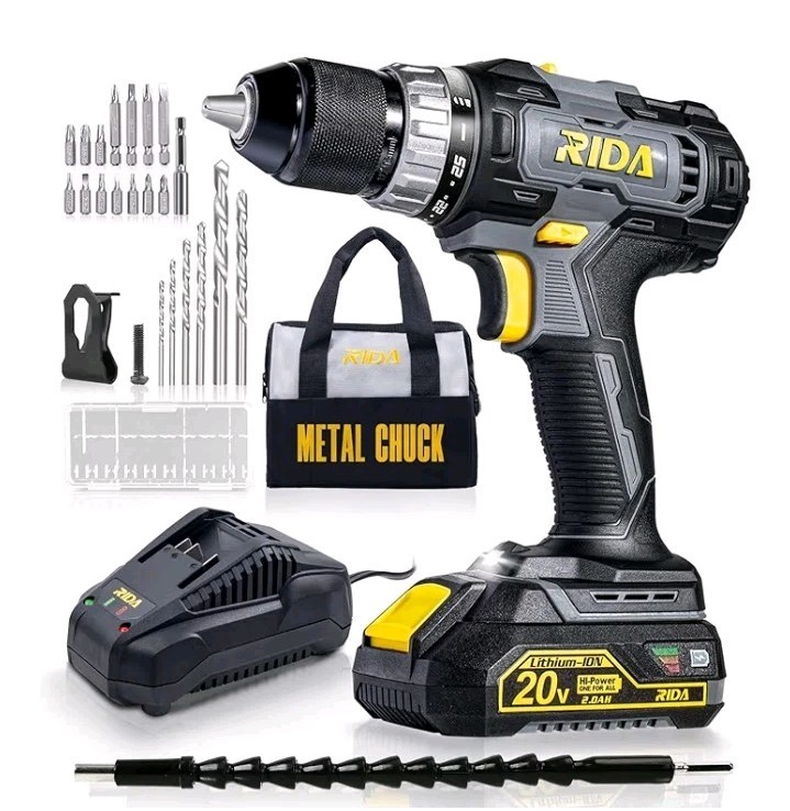 Cordless Drill Power 20V 1/2'' Keyless Metal Chuck 355 In-lb(40N.m) Torque