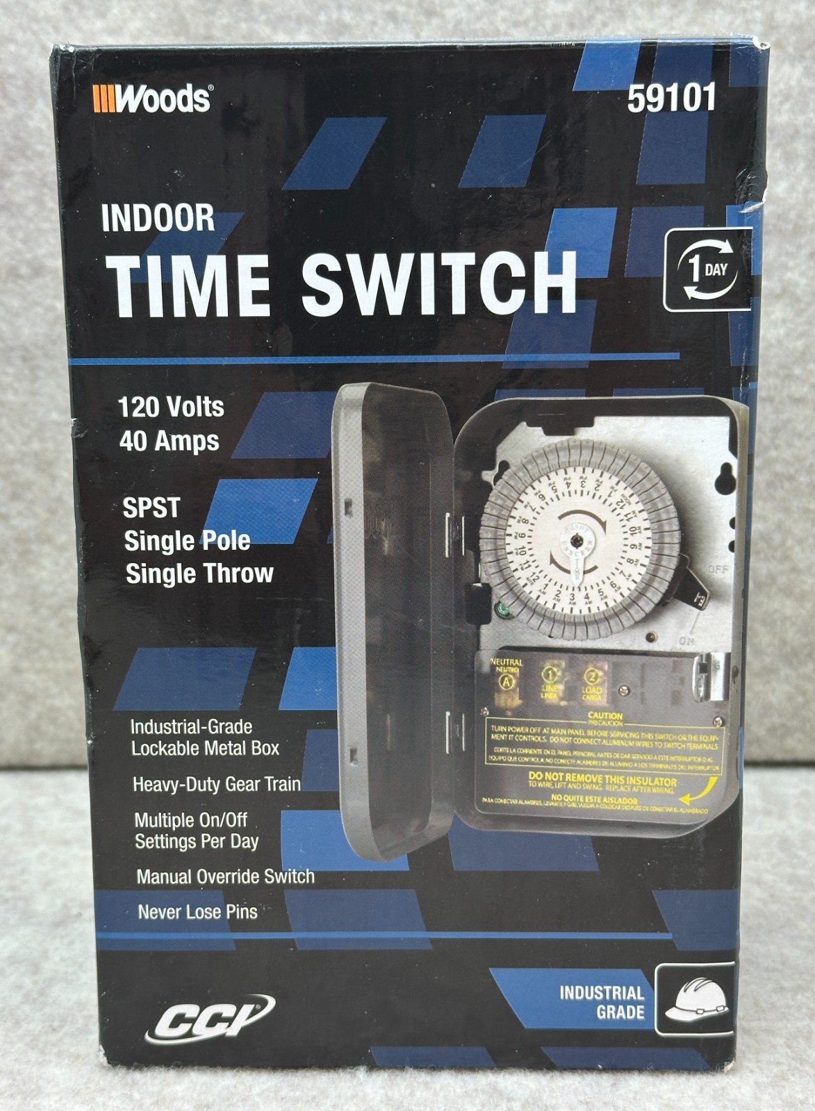 Woods 59101 Indoor 24-Hour Mechanical Time Switch ~ New ~