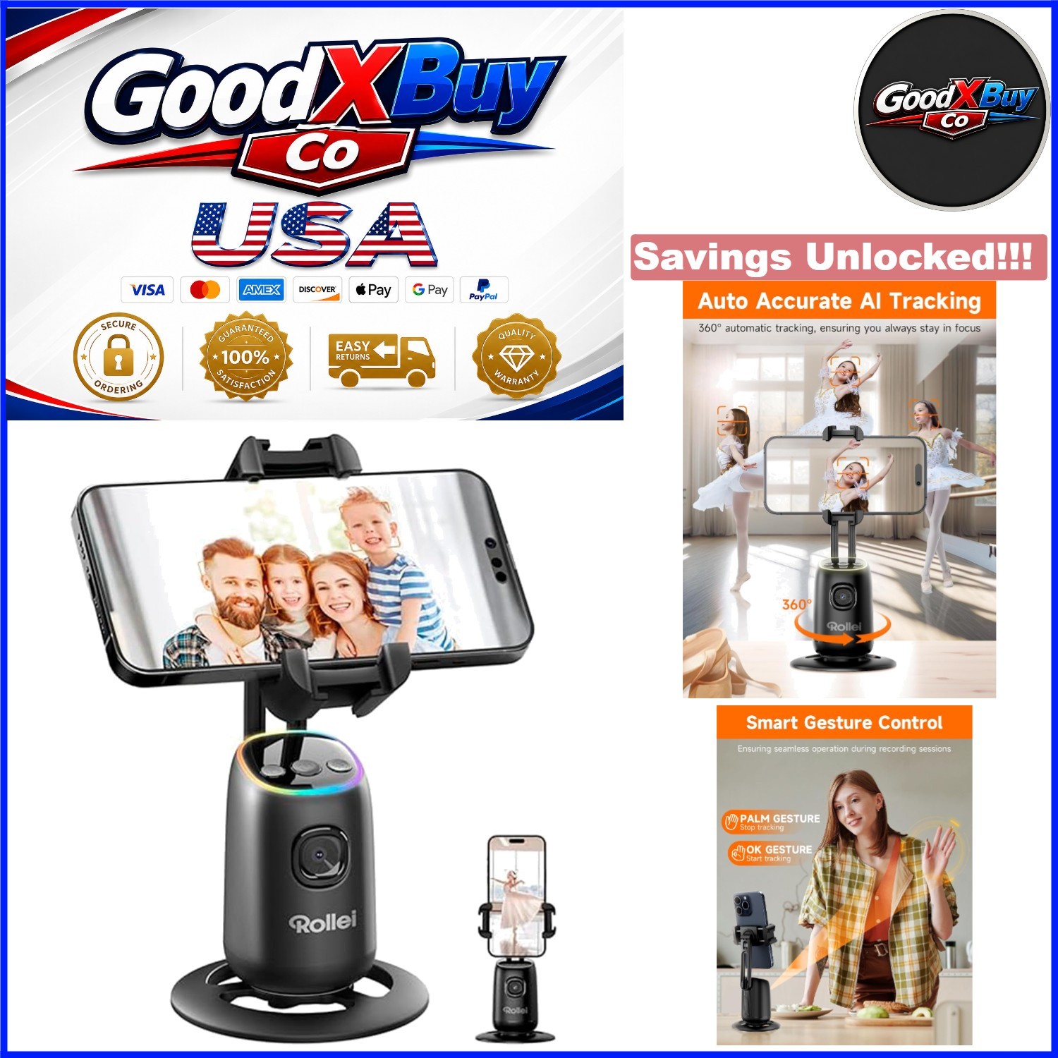 Auto Face Tracking Tripod Phone Gimbal Stabilizer for iPhone/Android