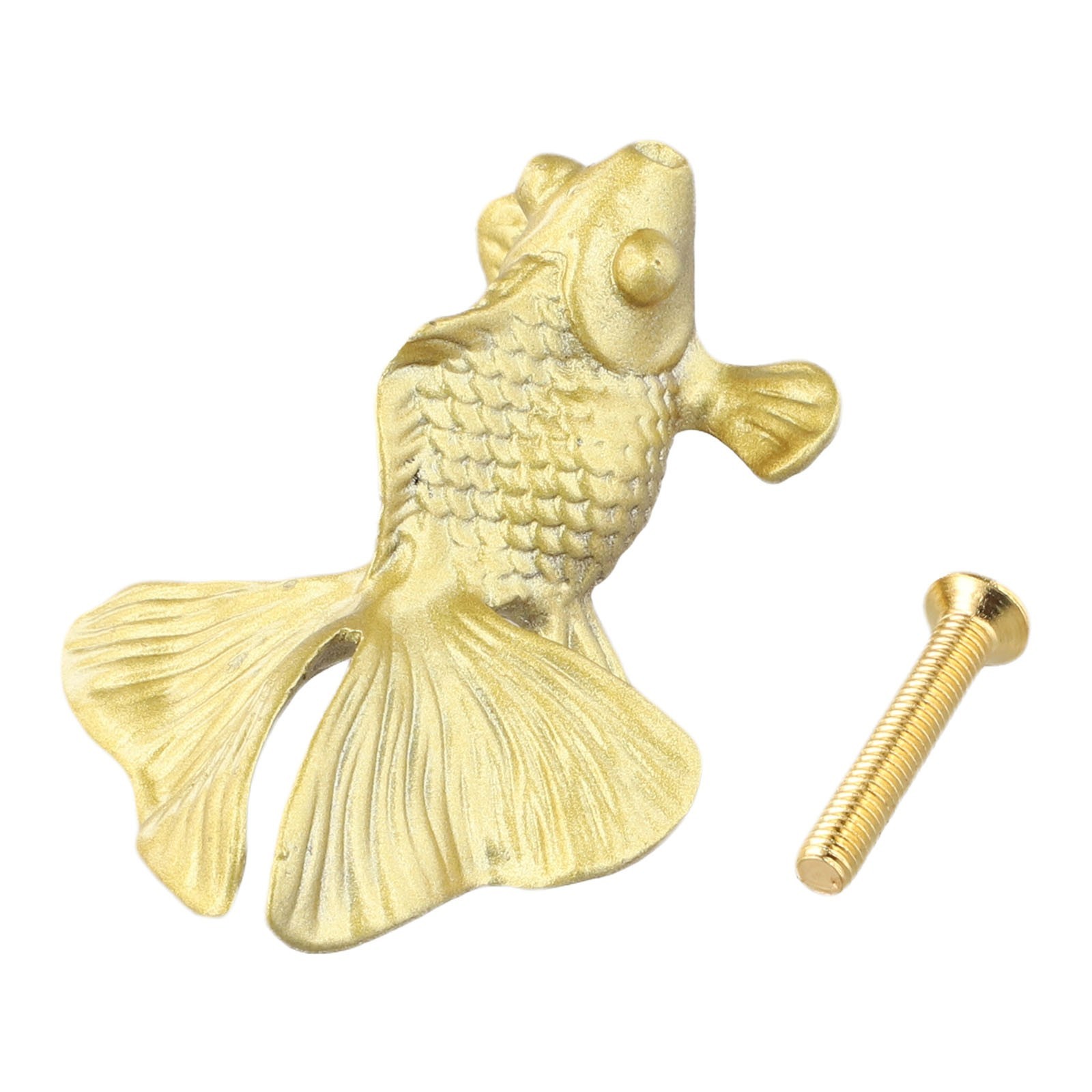 Striking Goldfish Patterned Cabinet Handle Knobs Solid Brass Construction