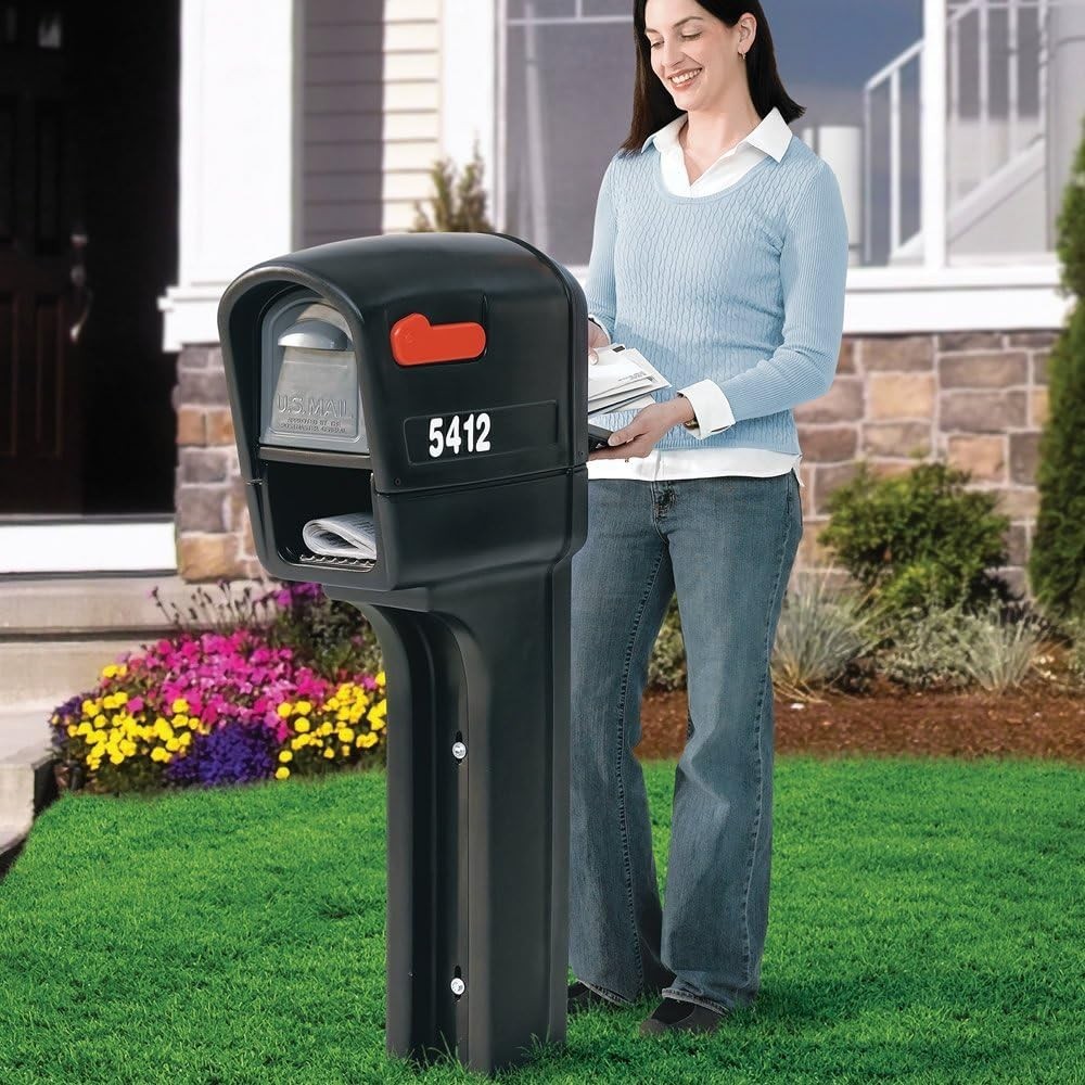 Stylish Black MailMaster Plus Mailbox Set