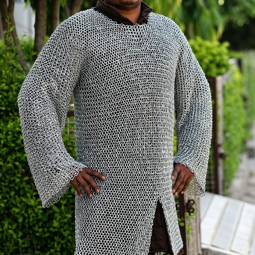 9MM Aluminum Chainmail Hauberk – Medieval Armor Costume Round Ring Solid Rings S