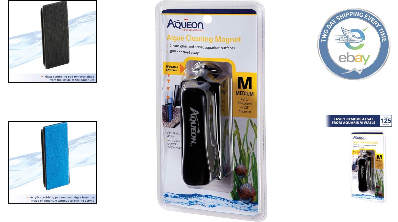 Medium Aquarium Algae Scraper - Magnetic Cleaner for Glass & Acrylic Tanks