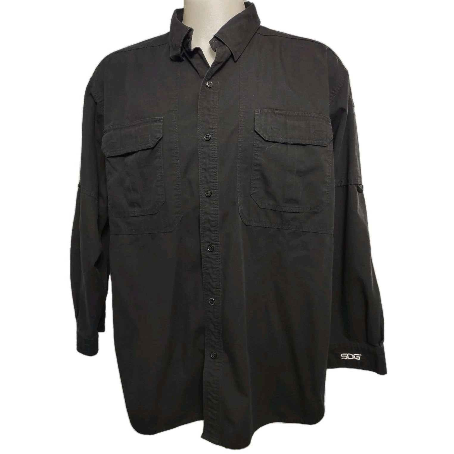 SOG Tactical Shirt Men's Size 2XL Sporting Long Sleeve Shirt Mesh Lined  Pockets