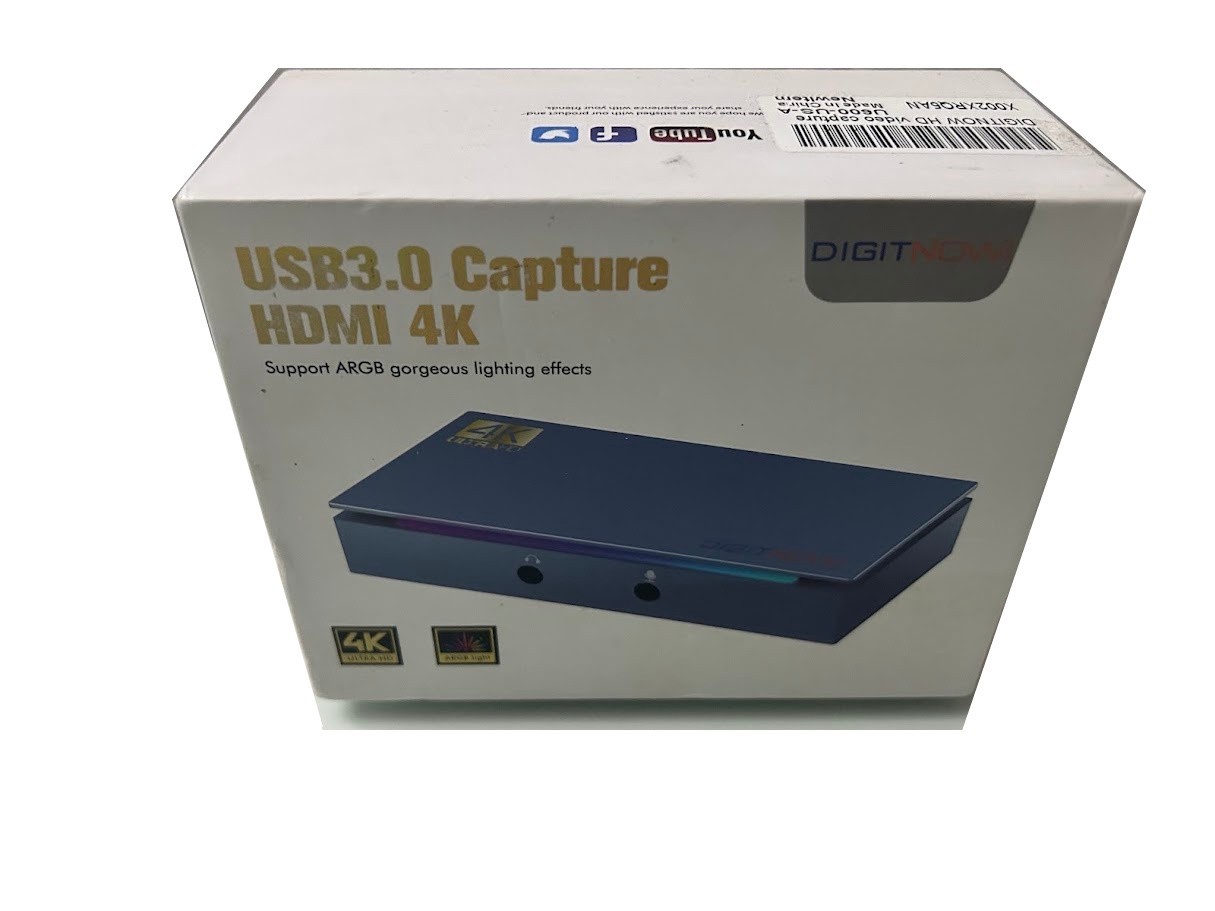 DIGITNOW USB 3.0 HDMI 4K Video Capture Card w/ Box Cables Manual OBS PC Mac