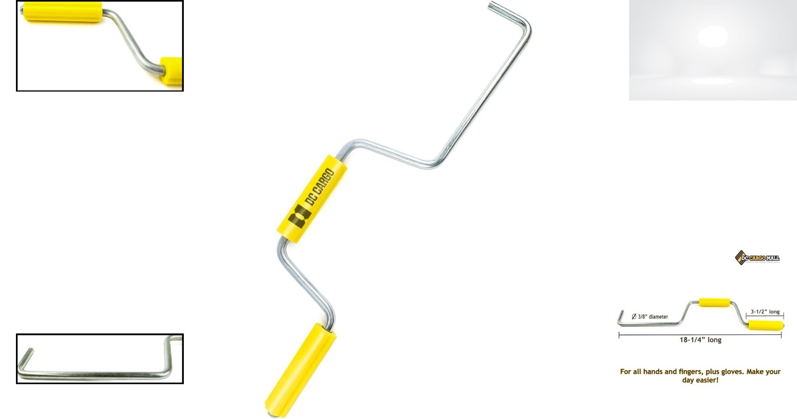 Winch Strap Winder Hand Roller for Flatbed Trailer 18" Quick Roll Up Bar Tool