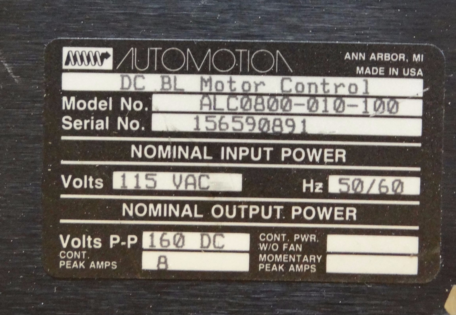 AUTOMOTION DC BL MOTOR CONTROL ALCO800-010-100