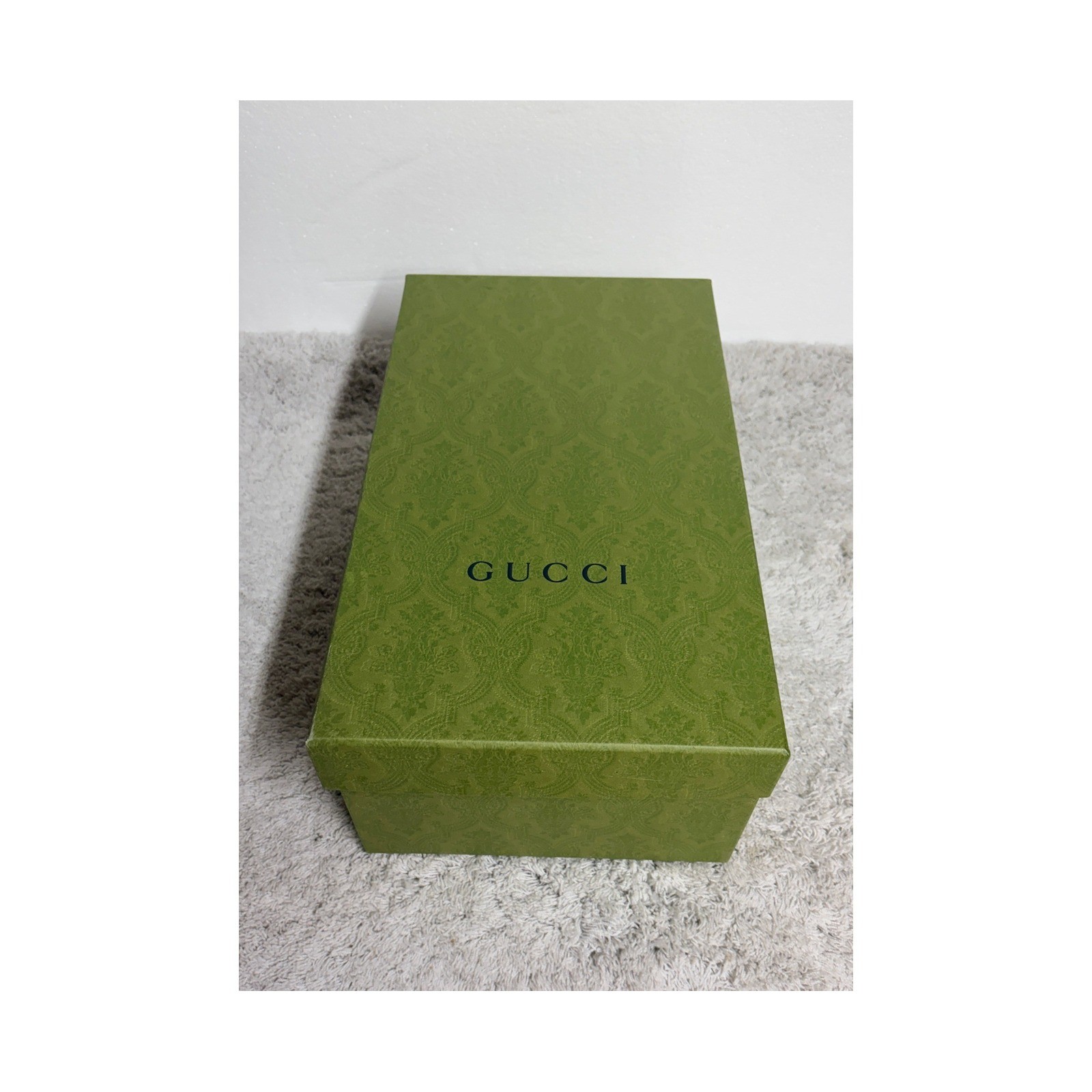 Gucci Green Damask Shoe Box with Dust Bags Laces Care Cards and Receipt 757604