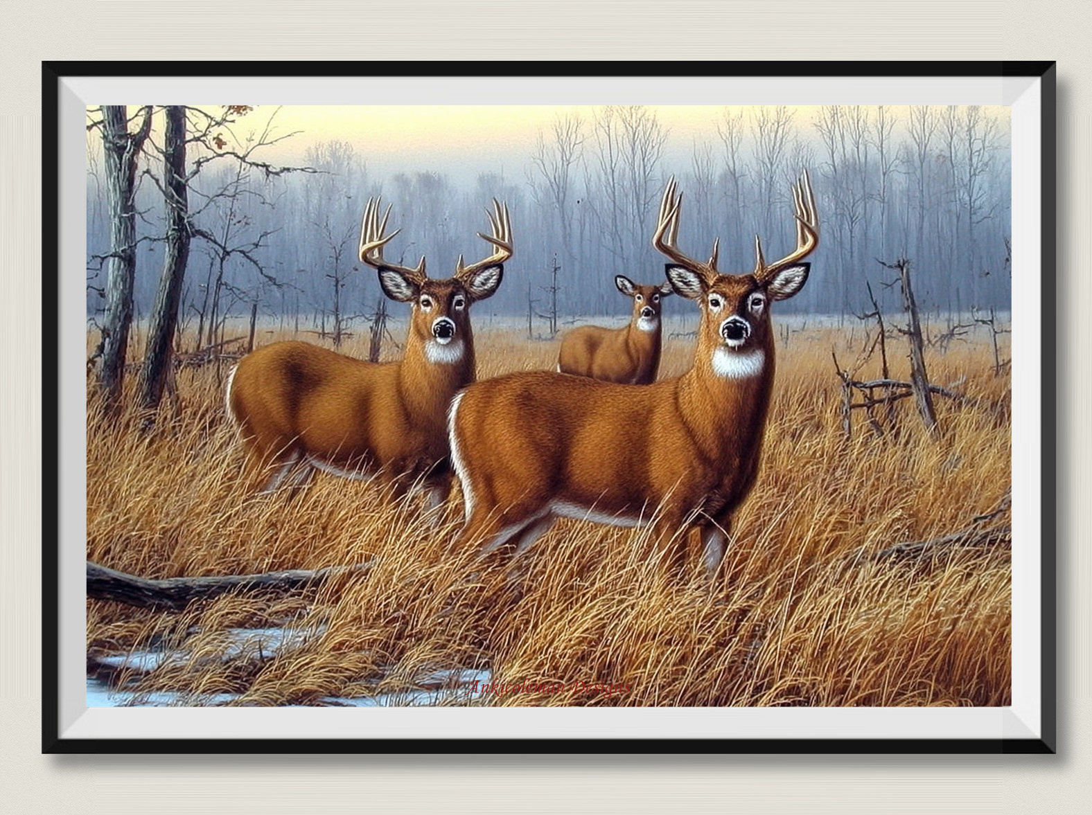 Whitetail Deer in Autumn Field - Counted Cross Stitch Patterns Needlework DIY