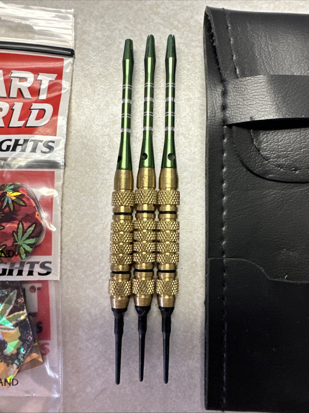 15GM Marijuana Leaf Themed 3 Piece Soft Tip Dart Set Bundle With Soft Case