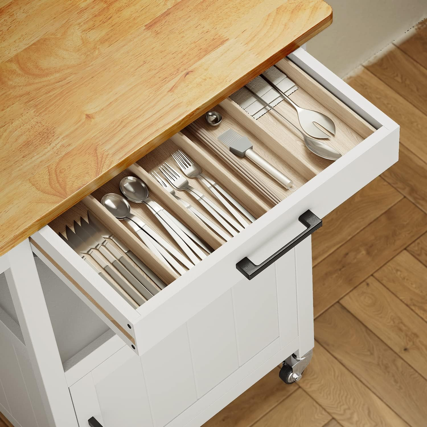 Kitchen Cart with Drawer, Small Kitchen Island on Wheels, Microwave Cart, Small