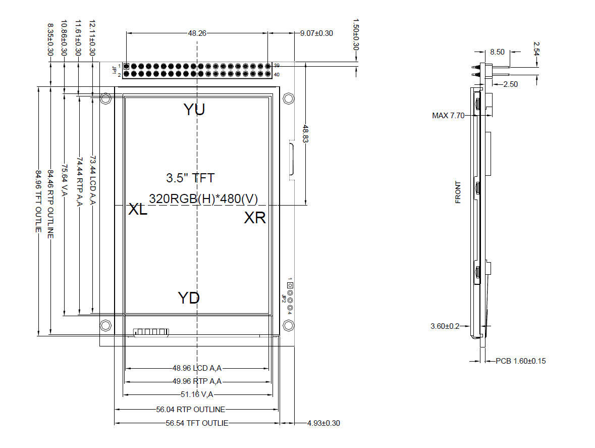 3.5" TFT LCD Display w/Capacitive Touch Panel Screen,Breakout Board,Tutorial