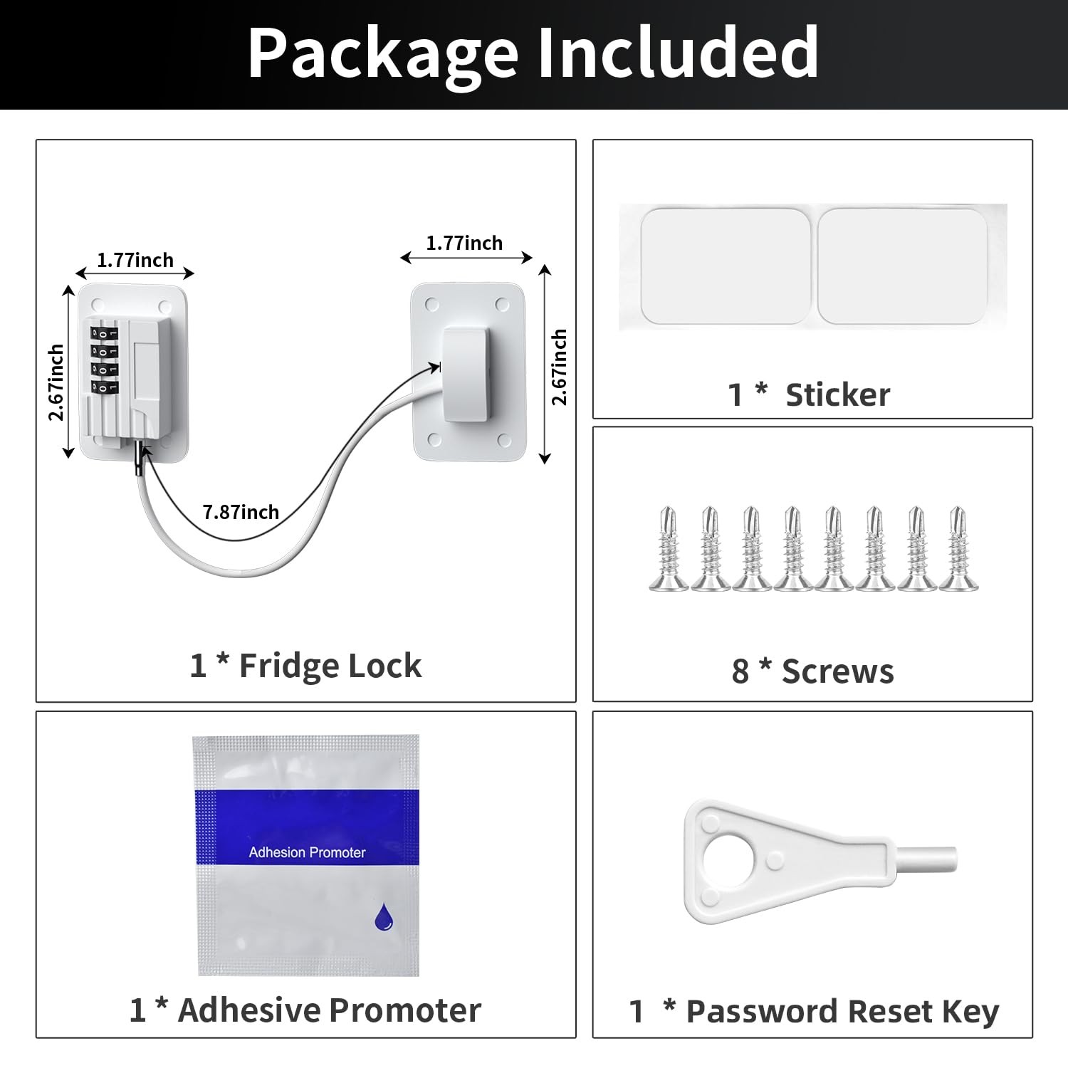 Ougourim Refrigerator Lock - Upgraded Combination for Upright White
