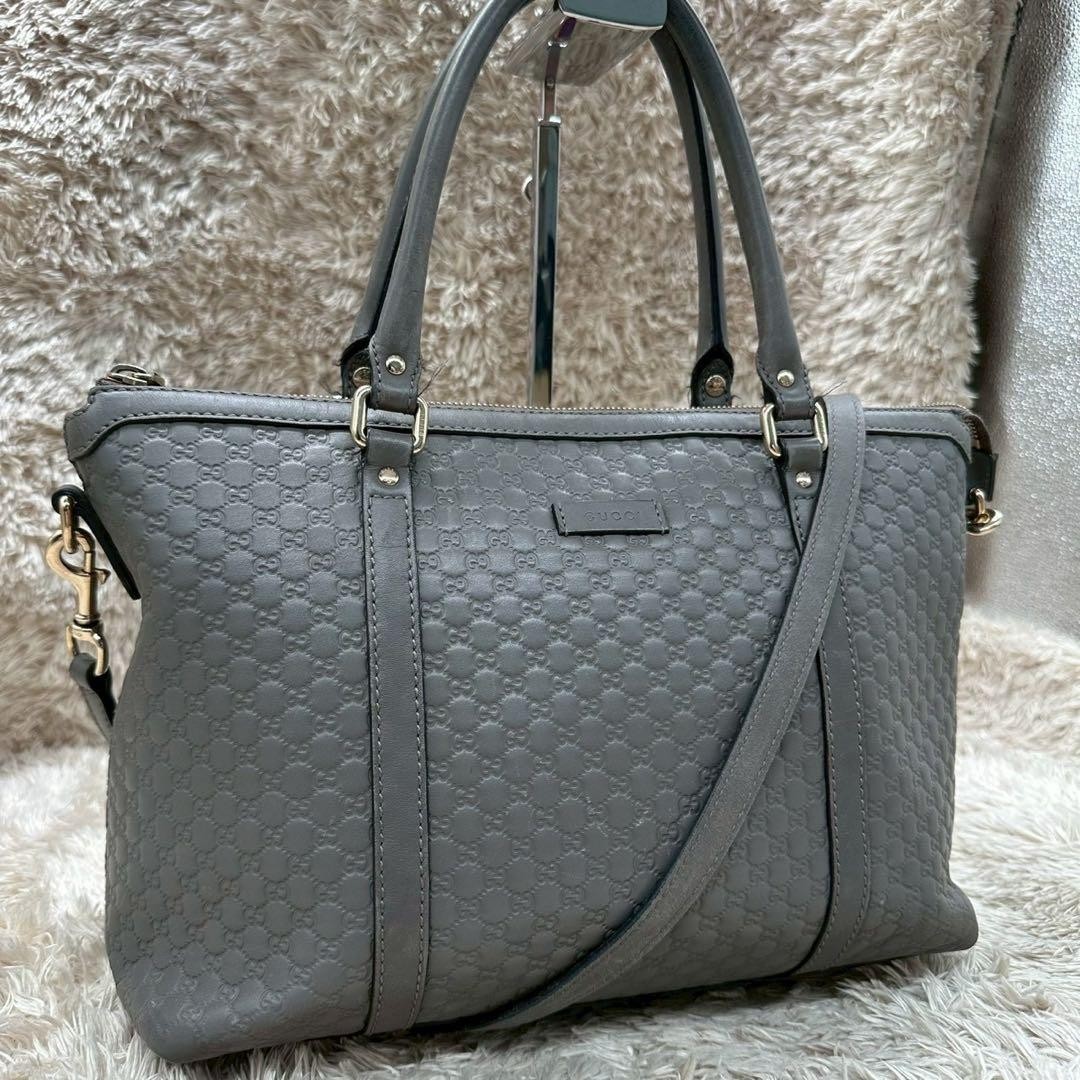 Item GUCCI 2way Tote Bag Shoulder Microshima Gray