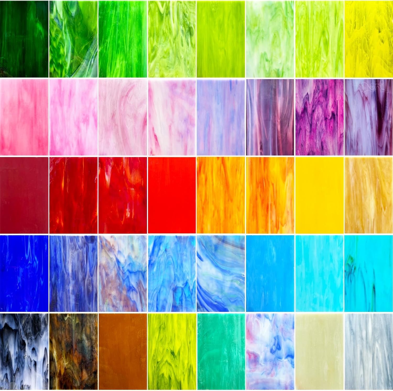36 Sheets Vibrant Stained Glass Sheets Variety Pack 6 x 4 Inch Stained Glass