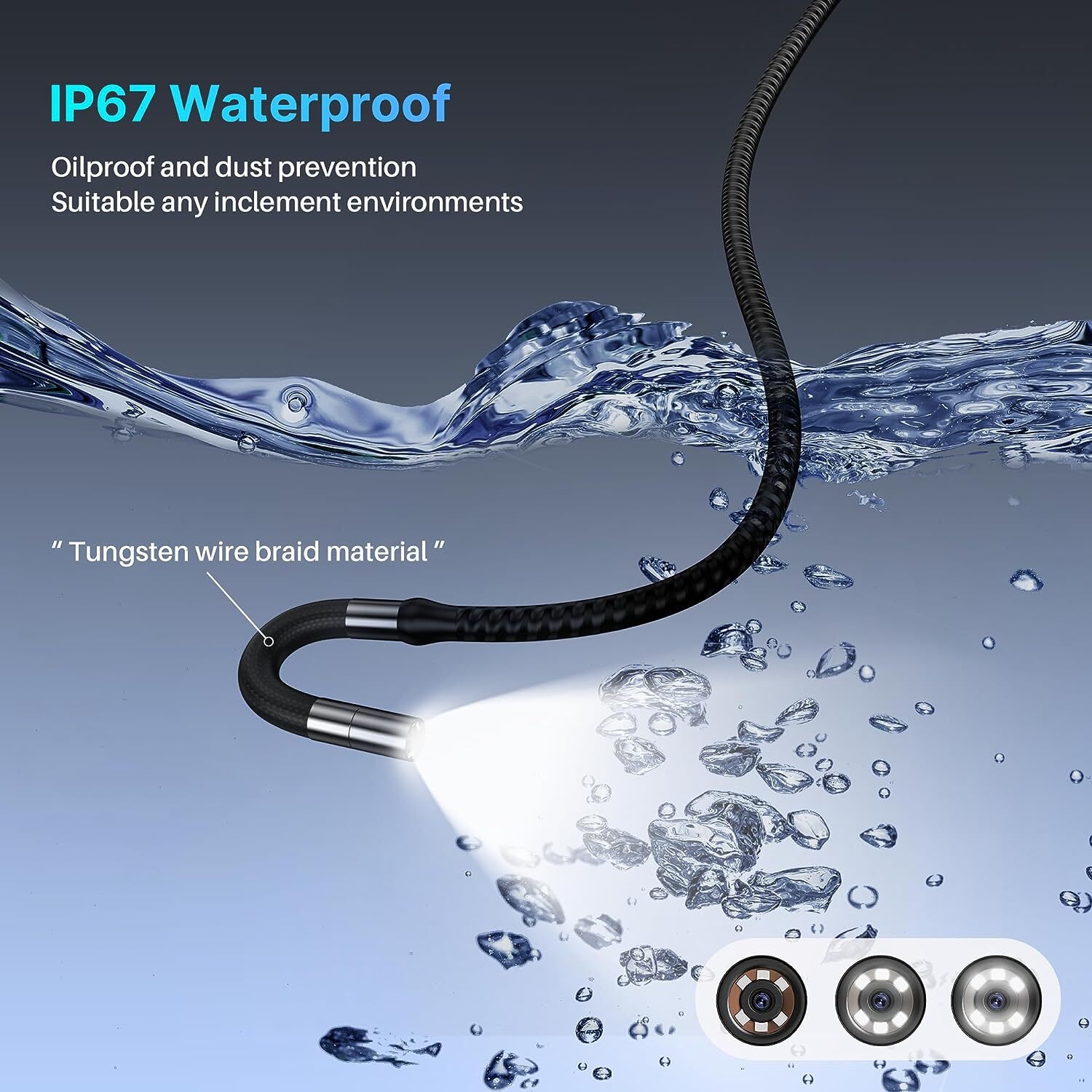 360° Rotation 1080P HD Industrial Endoscope Borescope Inspection Snake Camera