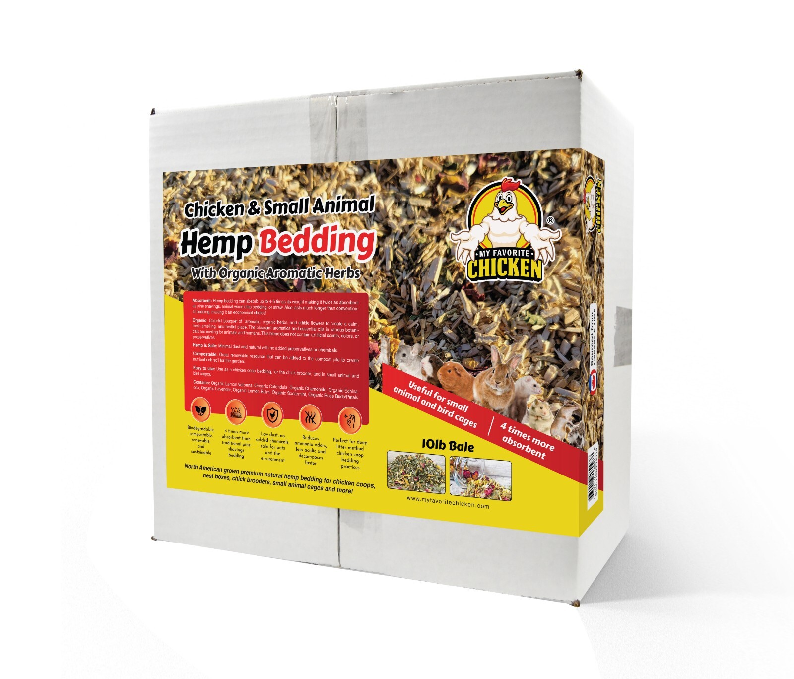 Hemp Bedding for Chicken Coop, with Anti Odor Aromatic Herbs Small Animal Litter
