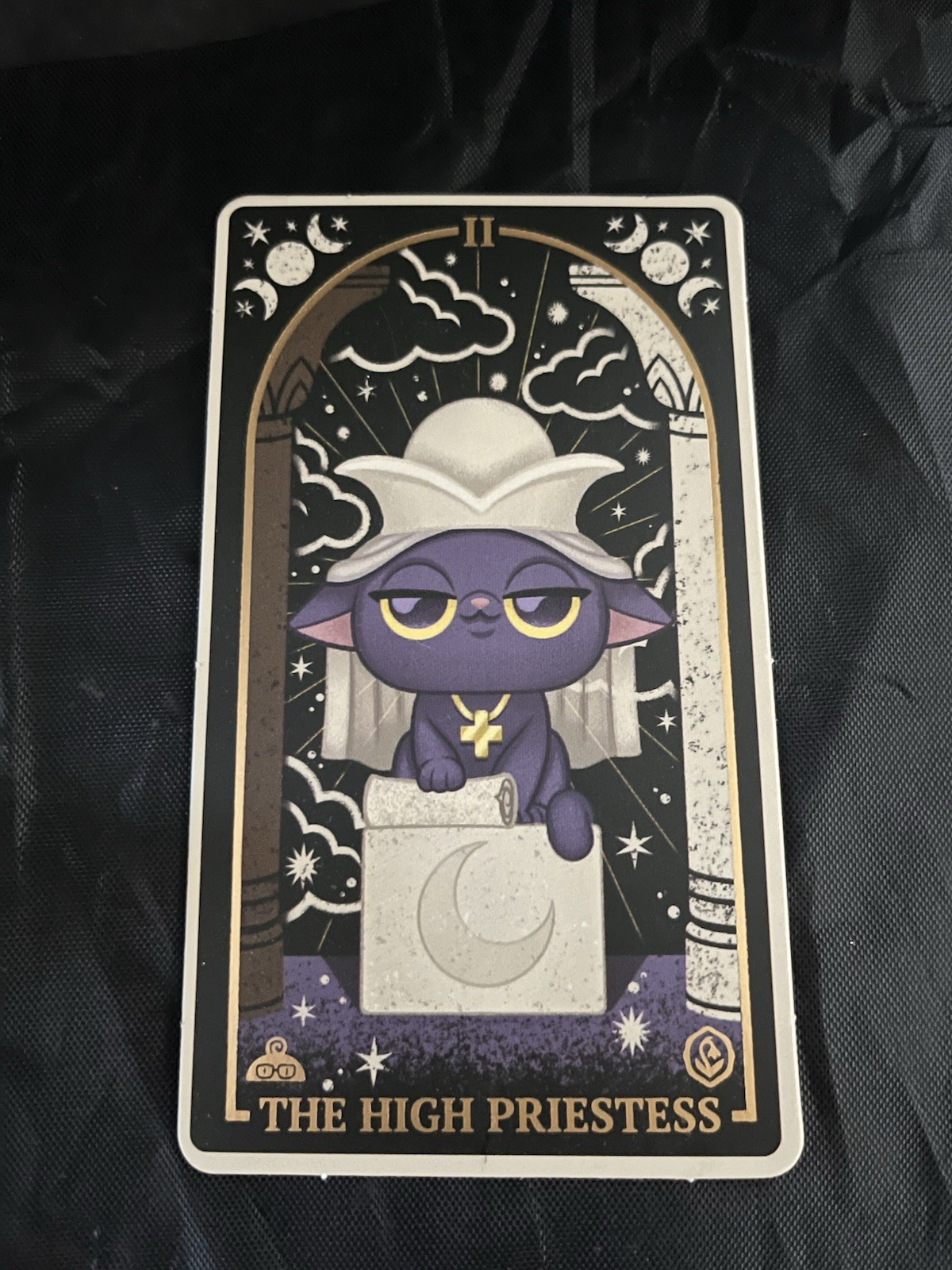 Wild Magic Tarot- The High Priestess Fantasy Cat Figurine with Tarot Card