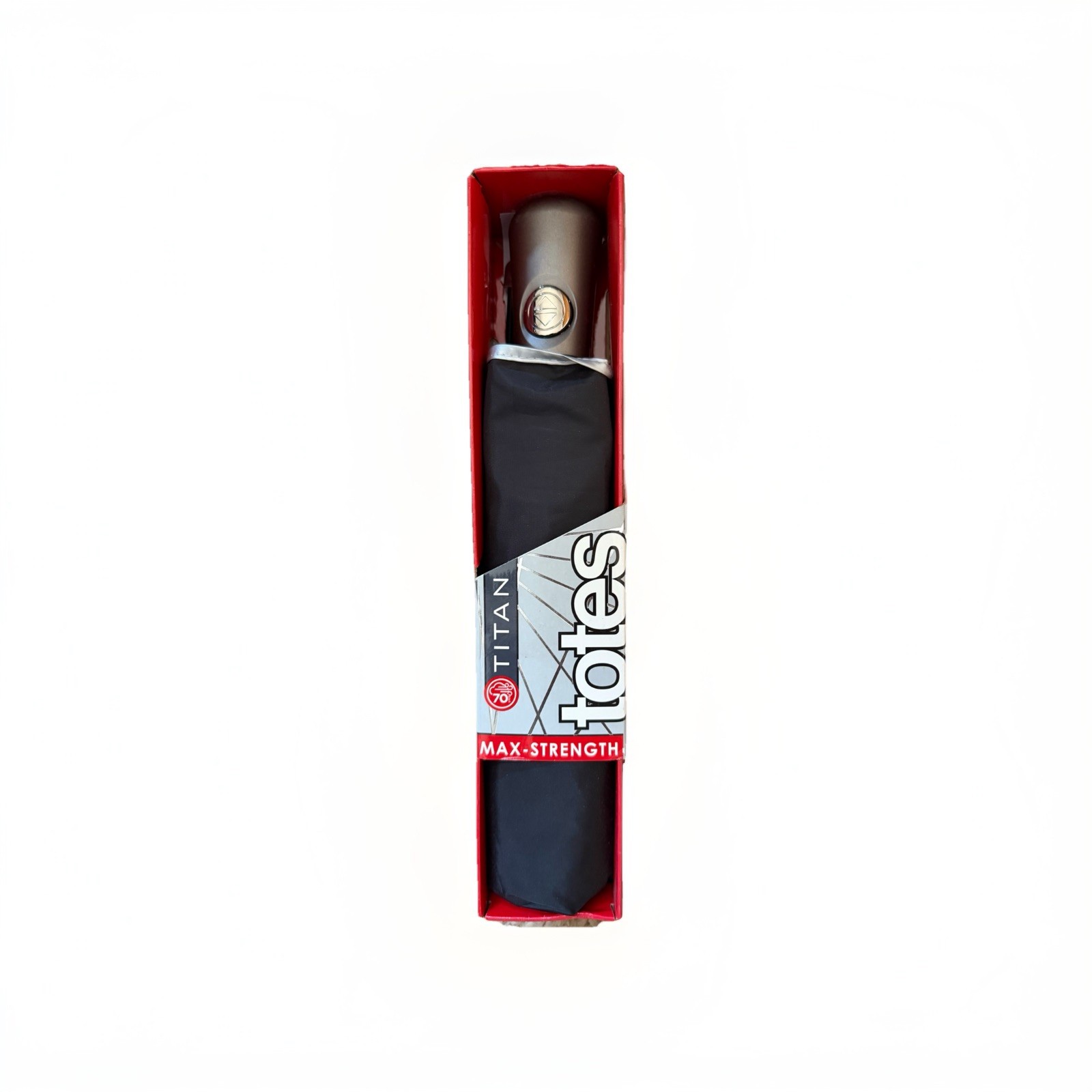 Totes Titan Umbrella Black 43” Coverage Max Strength Push Open & Close New 8697