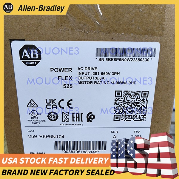 Allen-Bradley 25B-E6P6N104 PowerFlex 525 4kW (5Hp) 660V AC Drive Brand New