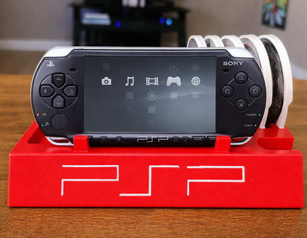Radiant Red Sony PSP 2000/3000 Display Stand With PSP Game Holder Rack Storage