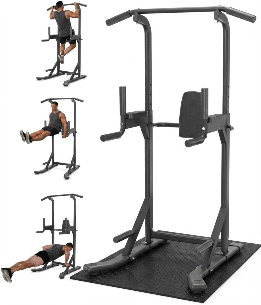 Power Tower Dip Station Pull Up Bar for Home Gym, 450LBS Capacity Strength Train
