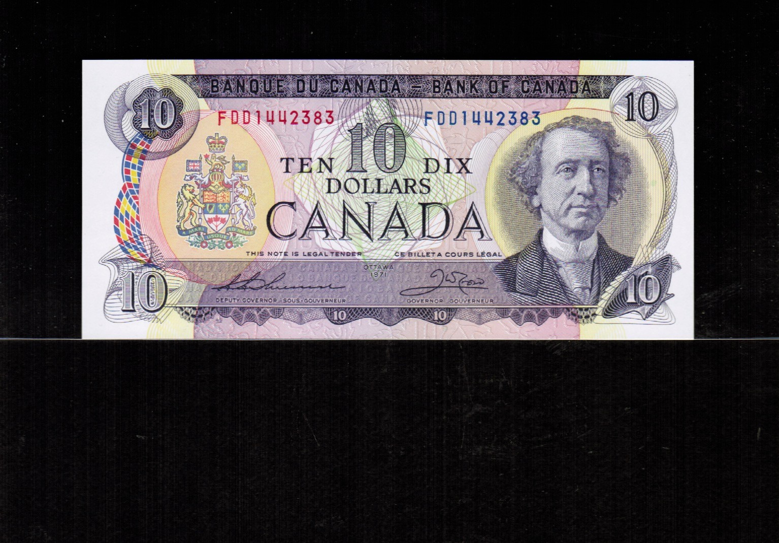 Canada $10 DOLLARS 1971 Thiessen/Crow **Prefix FDD 1442383** Gem UNC
