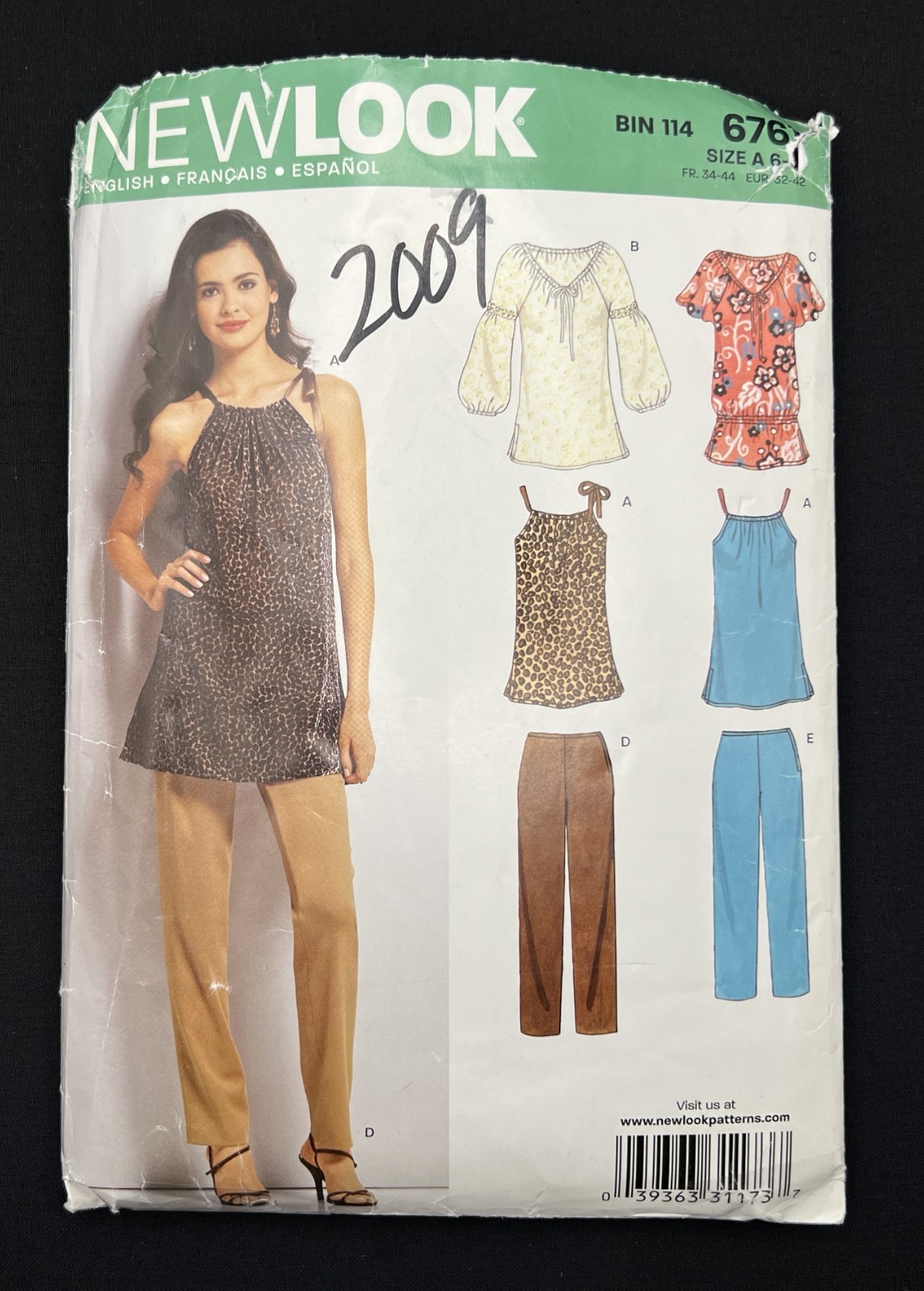 New Look 6761 Misses Tops & Pants size 6-16 Cut (Cut to sz 16) 2009 Pattern