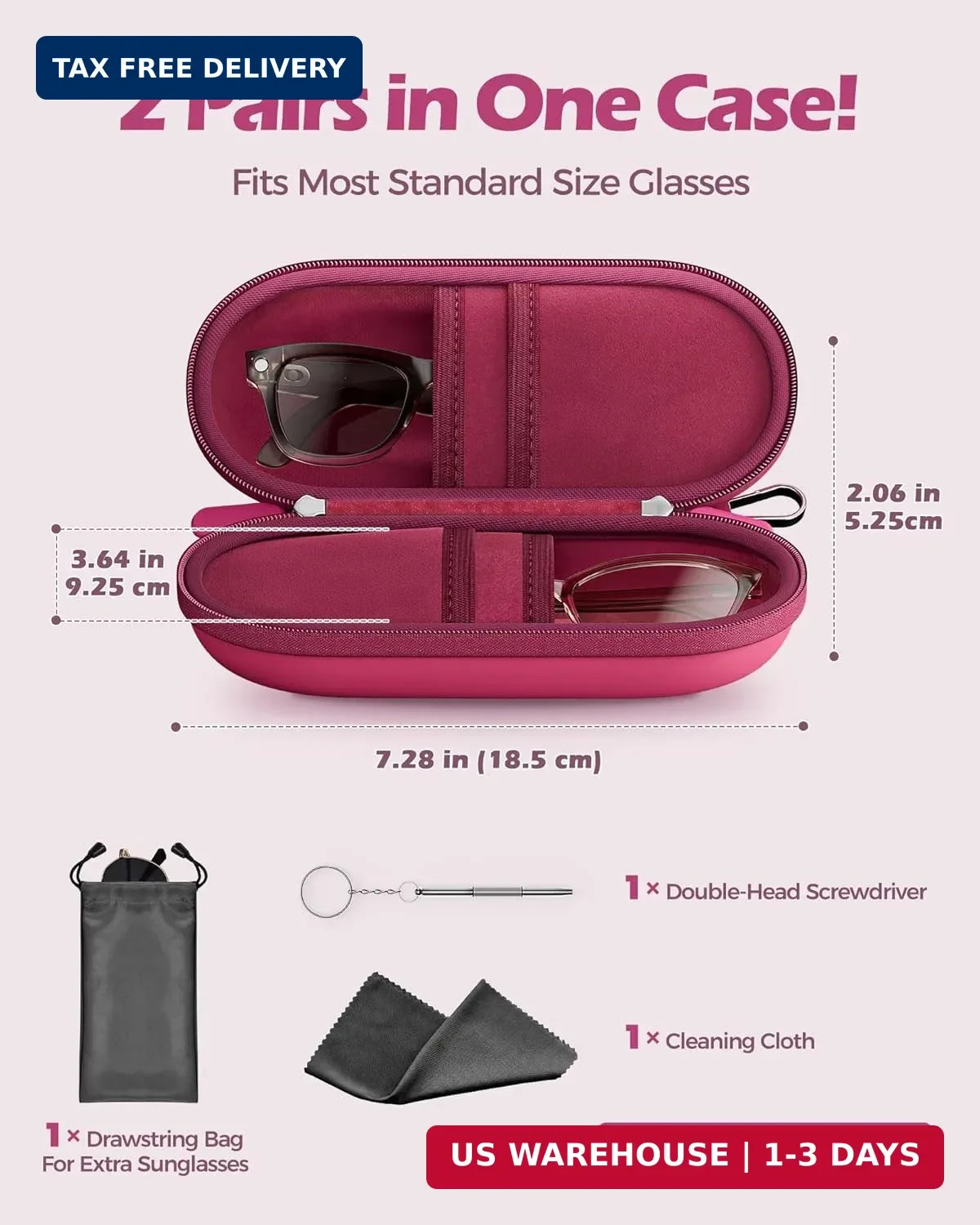 ProCase Double Sunglasses Case, Hard EVA Shell Shockproof Dual Eyeglass Case for