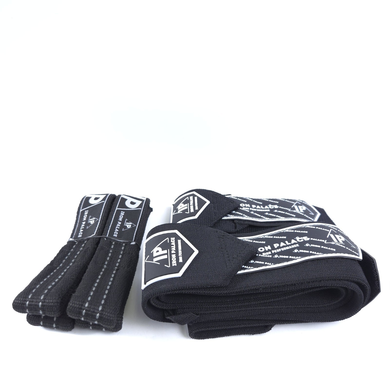 IRON PALACE Knee Wraps + Wrist Wraps + Weight Lifting Straps Bundle
