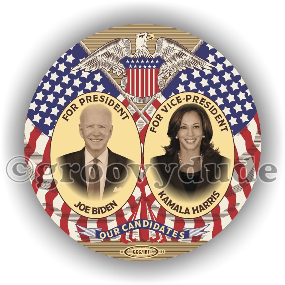 Joe Biden Kamala Harris 2024 Vintage‑Style Jugate 2-1/4" Campaign Pinback Button